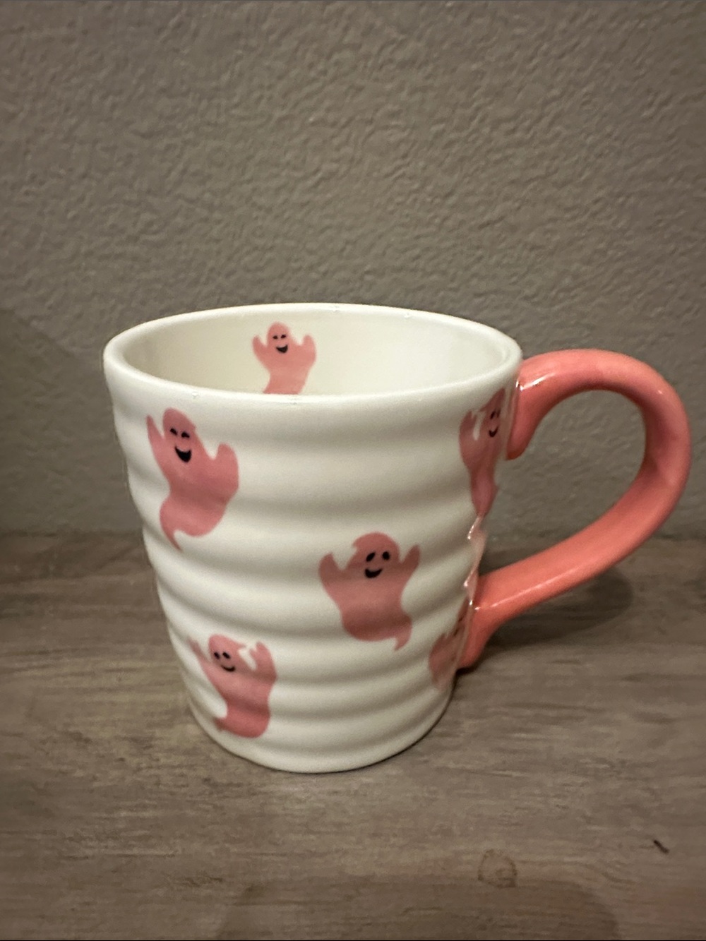 Pink Ghost Pattern Ceramic Mug